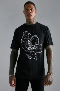 Flash Sale 😀 Pleated Slim Printed T-shirt Black 🔔