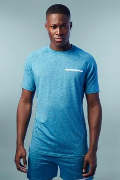 Cheap 🔥 Man Active Performance Marl T 👚 Shirt Teal 🔔