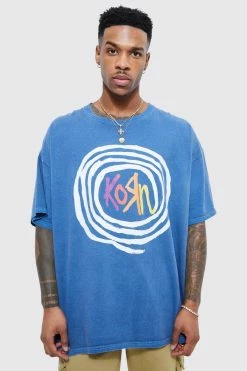 Outlet ❤️ Oversized Korn License Overdye T-shirt Cobalt 😉