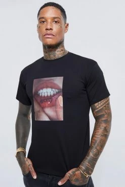 Buy ⌛ Slim Fit Graphic T-shirt Black 🔥