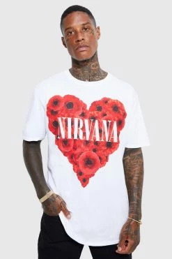 Outlet ✨ Oversized Rose Nirvana License T-shirt White 👏
