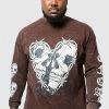 Deals ✔️ Plus Washed Skeleton Long Sleeve T-shirt Chocolate 🛒 -boohooMAN Shop unnamed file 75