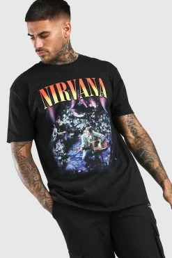 Top 10 😀 Oversized Nirvana Graphic T-Shirt Black 🌟