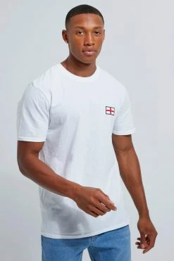 Promo 😍 England Embroidered Flag T-shirt White ⭐