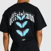 Deals ⭐ Oversize Butterfly Front & Back Graphic T-Shirt Black 🎉 -boohooMAN Shop unnamed file 86