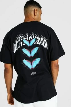Deals ⭐ Oversize Butterfly Front & Back Graphic T-Shirt Black 🎉