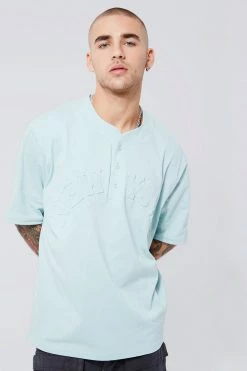 Deals 😀 Heavyweight Embossed New York ⚾ Baseball 👚 Shirt Dusty Blue ❤️