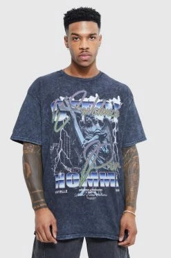 Wholesale ✔️ Oversized Acid Wash Statue Graphic T-shirt Black 🛒