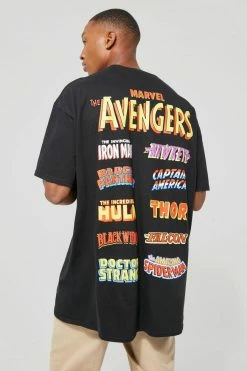 Discount 🔔 Oversized Marvel Avengers License T-shirt Black ❤️
