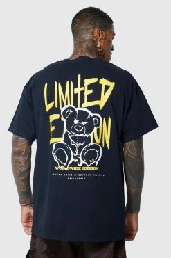 Budget 🔥 Oversized Teddy Graphic T-shirt Black ⌛