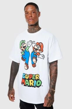 Outlet ✔️ Oversized Super Mario License T-shirt White 🌟